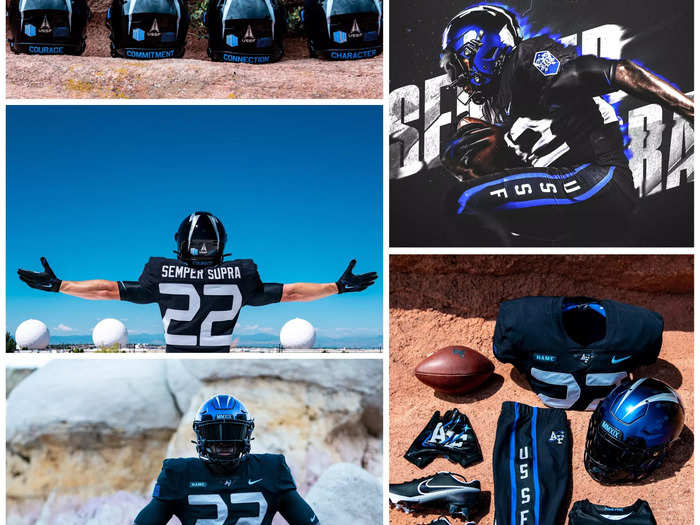 The Air Force has new Space Force uniforms that will be worn against Navy. Sempra Supra on the back of the jerseys is the Space Force motto, meaning "always above."