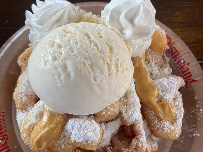 A funnel cake is a great treat to share with friends.