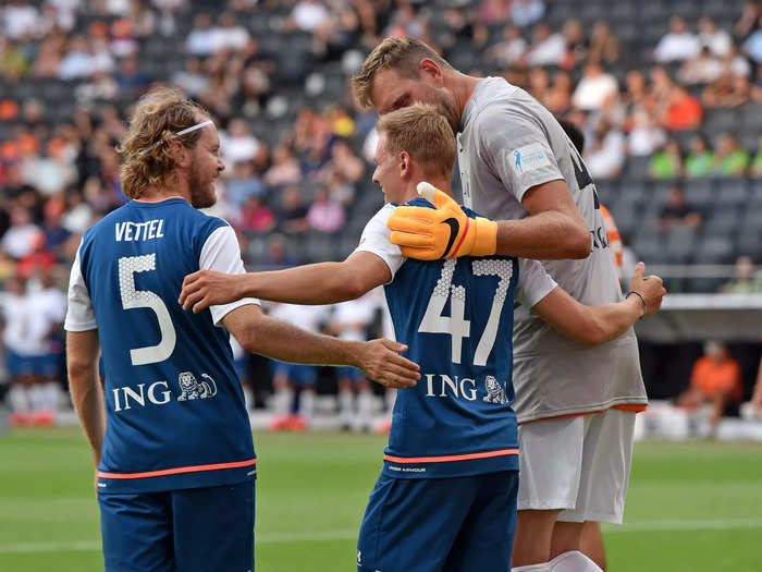 Mick Schumacher hosted the Champions for Charity soccer match along with Dirk Nowitzki. Sebastian Vettel also participated.