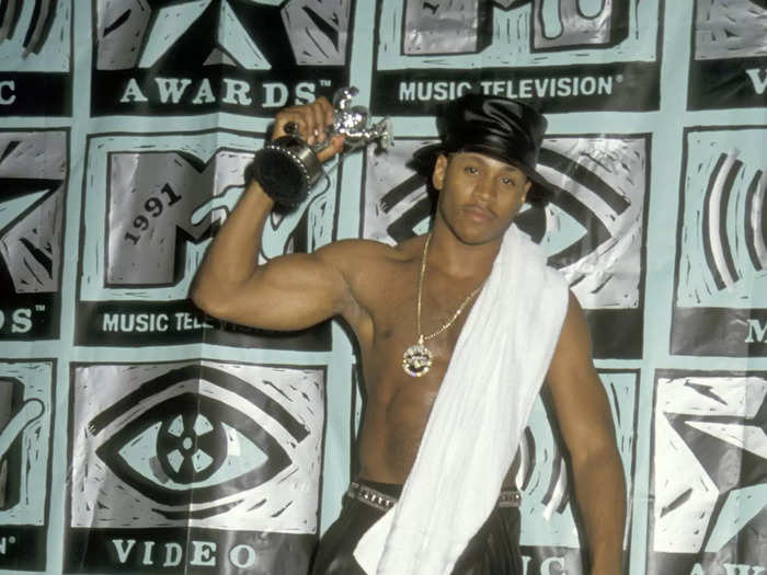 After winning two awards at the 1991 ceremony, LL Cool J hit the red carpet in leather sweatpants and no shirt.