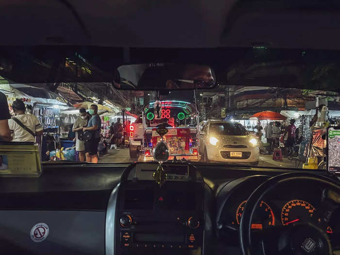 I took a taxi back to my hostel in Chakkrawat and found a bustling night market.