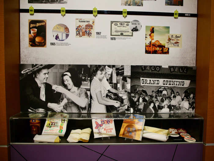 There were photos and memorabilia from different eras in Taco Bell