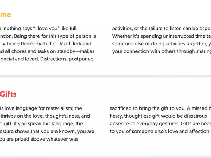 The explanation of each of the love languages underneath the quiz helped me to understand them more deeply