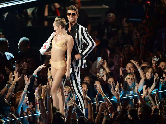 Cyrus shocked the nation when she performed with Robin Thicke in 2013 while wearing a latex outfit.