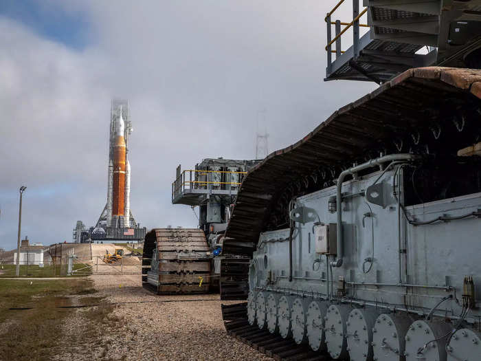 NASA then practiced a launch, stopping just before the rocket would lift off, in a test called a wet dress rehearsal.