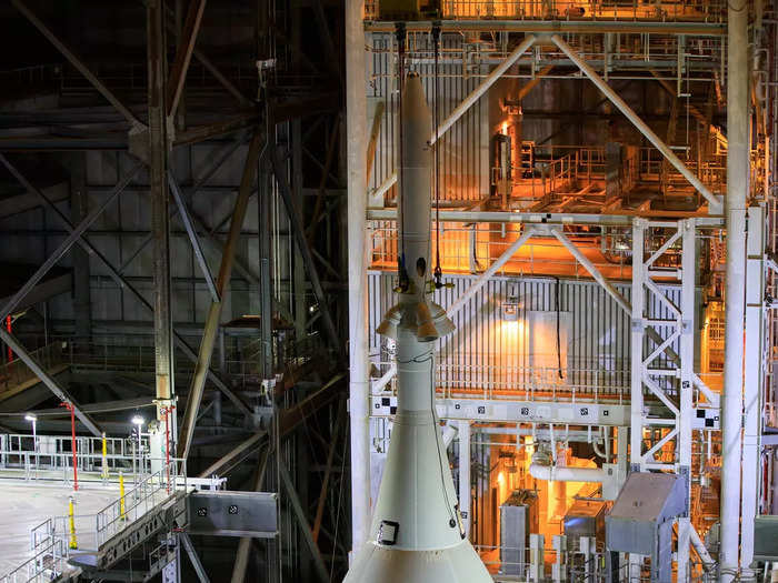 NASA shipped all the parts to the Kennedy Space Center in Florida, where engineers and technicians slowly stacked the pieces of the rocket in a vertical-assembly building.