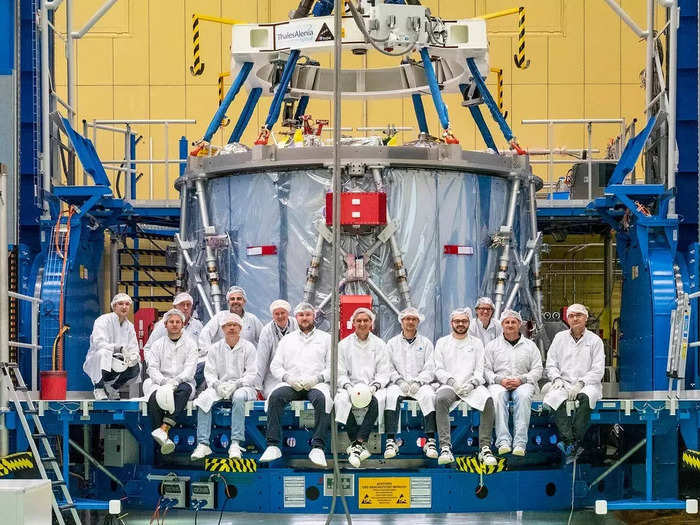 At the base is the European Service Module, built by the European Space Agency, which will guide Orion through space and around the moon long after the SLS has been jettisoned post-launch.