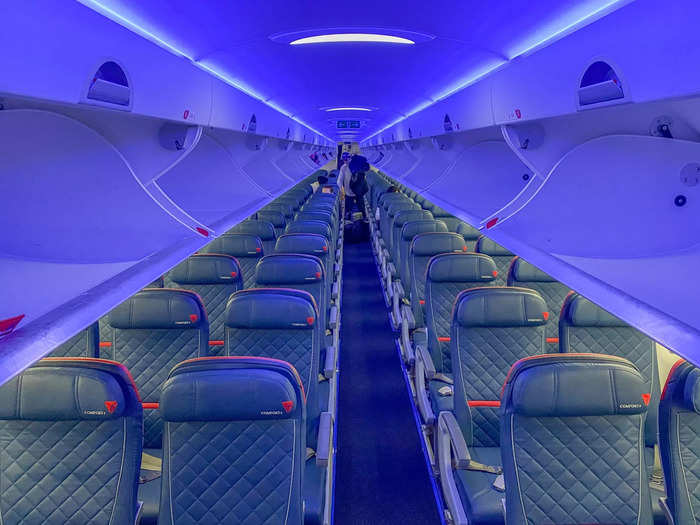 Onboard, passengers can enjoy the mood lighting intended to help relax travelers.