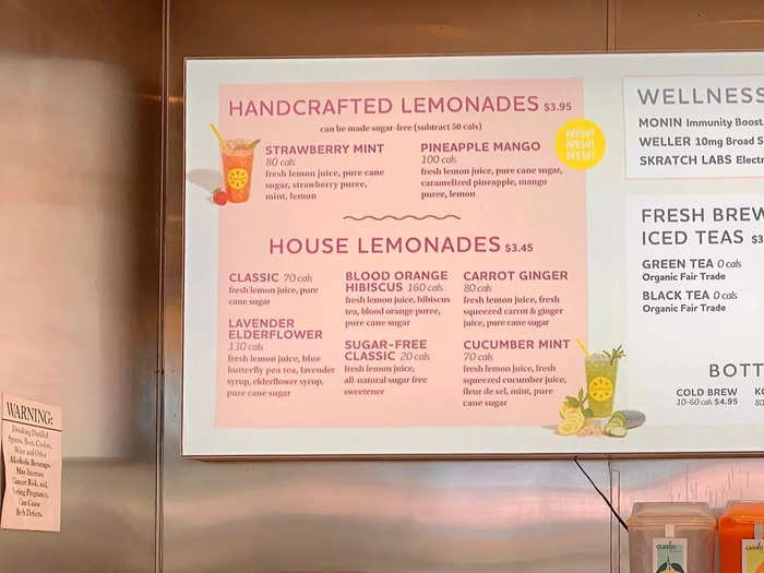 There even more choices to make at the end of the assembly line, where I had to choose between eight lemonade options, the chain