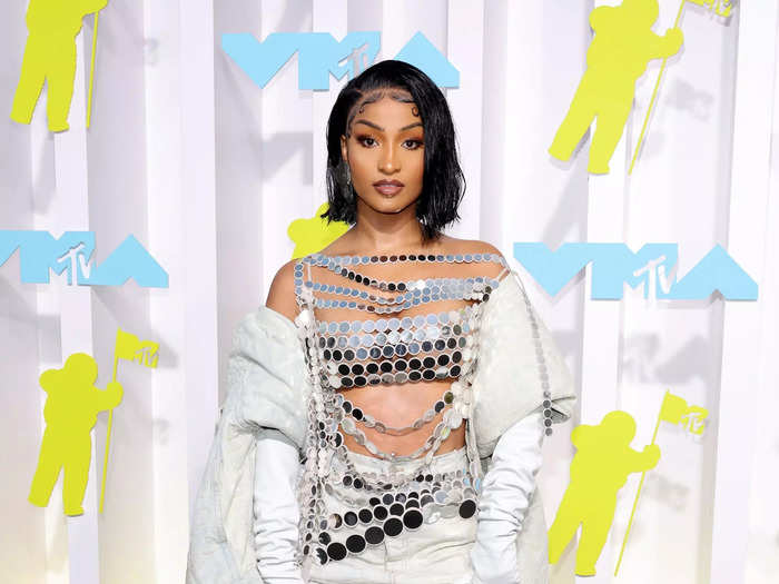 Shenseea also stood out on the red carpet in a silver look.