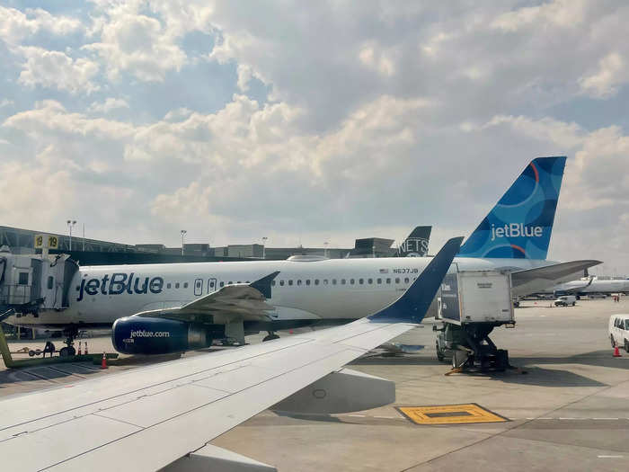 We took off at 2:07 pm and touched down on the JFK runway at 2:55 pm before taxiing approximately five minutes to the gate.