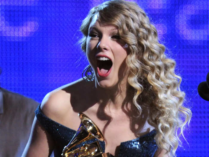 In 2010, Swift became the youngest artist ever to receive the album of the year award with "Fearless."