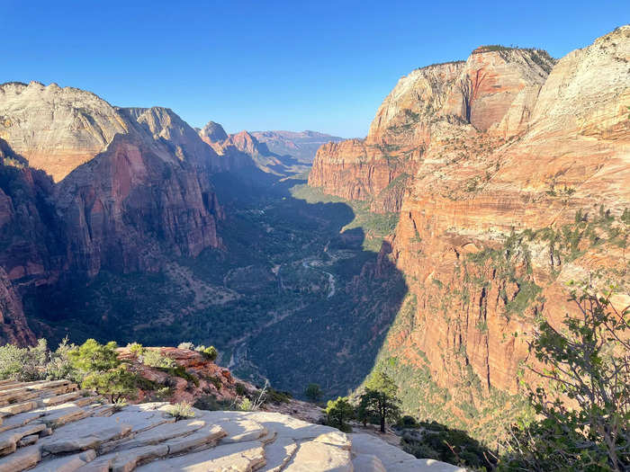 The top of Angels Landing is a great spot to take a mid-hike break.