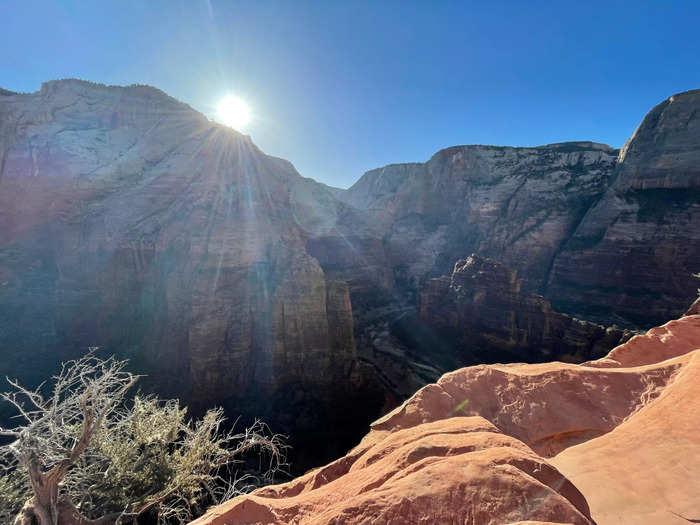 Without a permit, people can hike Angels Landing up to Scout Lookout.