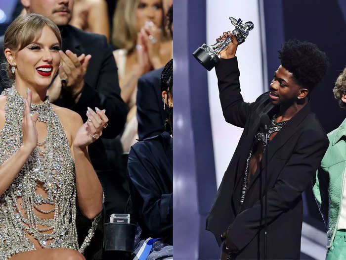 Taylor Swift was the first person to stand and applaud for Lil Nas X and Jack Harlow when they won best collaboration.