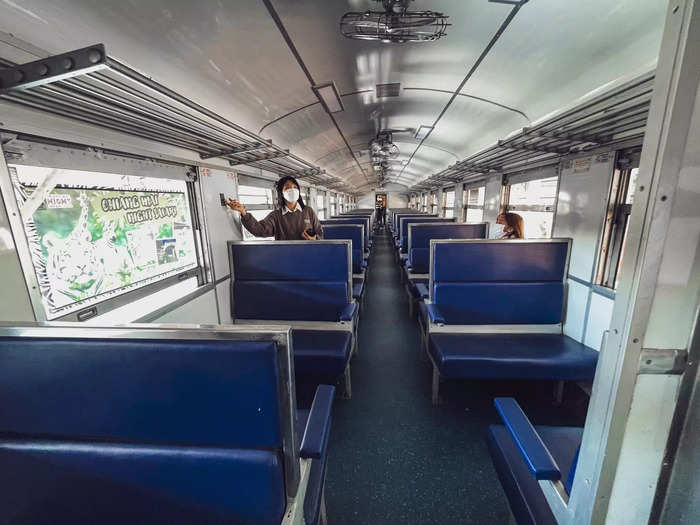 The third-class sleeper car was the simplest — the only amenities it had were basic leather seats and fans.