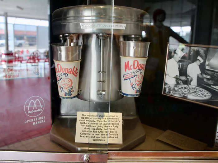 The milkshake machine has a special place on display, because Ray Kroc initially met the McDonald