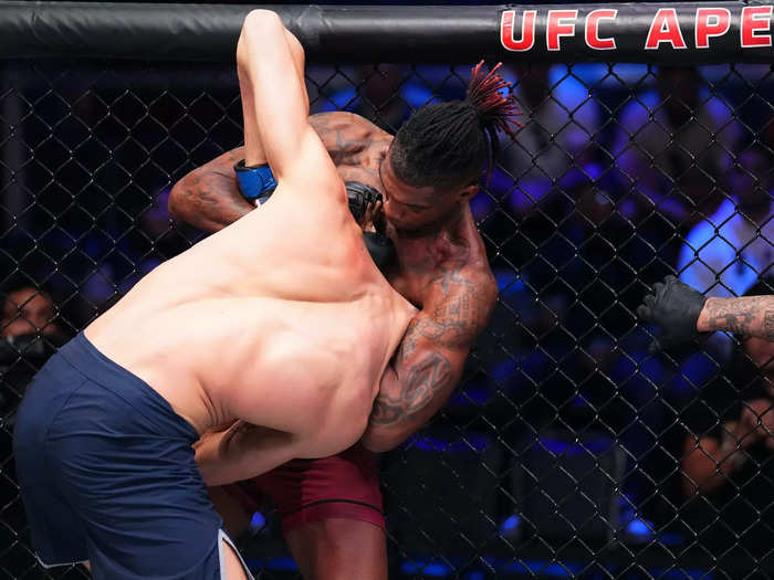 Sedriques Dumas kept the submission theme of the night alive in the fourth fight, when he finished Matej Penaz with a standing guillotine choke.