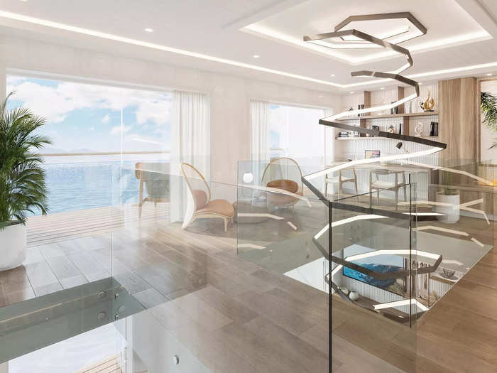 … to a whopping 1,970-square-foot four-bedroom bi-level home at sea.