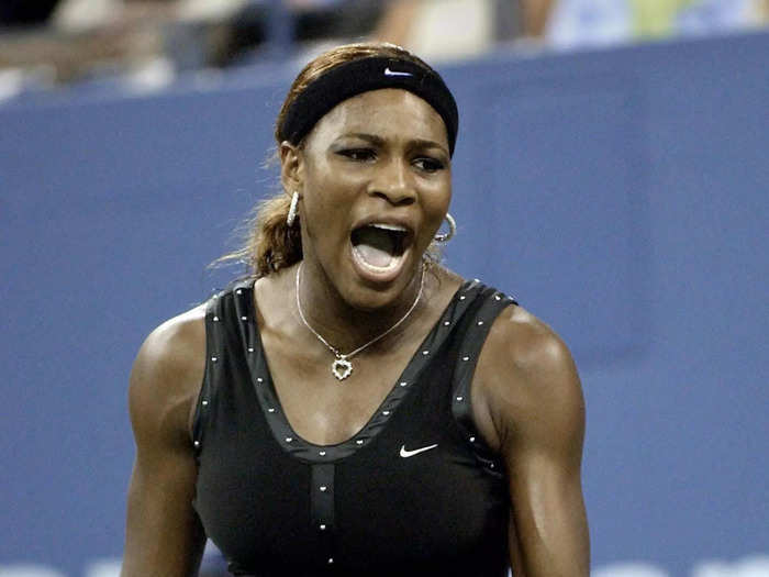 For one of her most audacious looks ever, Williams wore a denim tennis skirt with a studded Nike tank top in 2004.