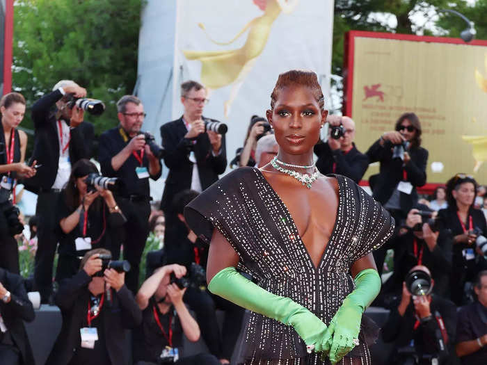 Jodie Turner-Smith chose a sequined Gucci gown that looked like it melted into the red carpet.