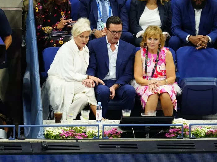 Hugh Jackman and his wife Deborra Lee-Furness clutched each other tightly as they watched Serena Williams play her first match at the 2022 US Open.