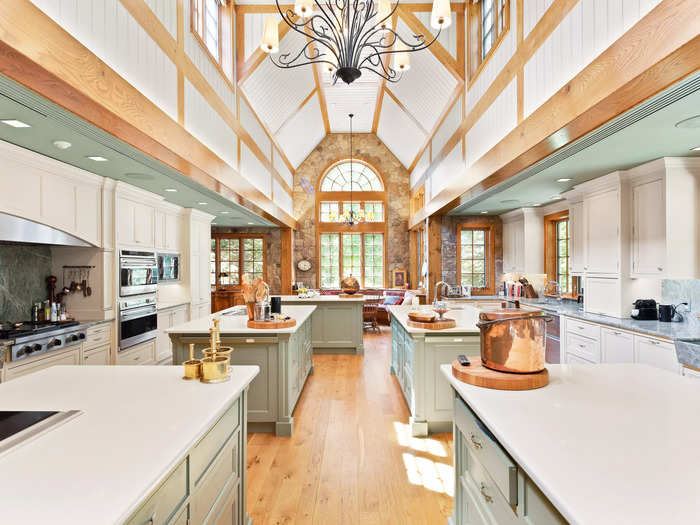 It has a massive kitchen that was designed to accommodate a large team of cooks for entertaining guests.