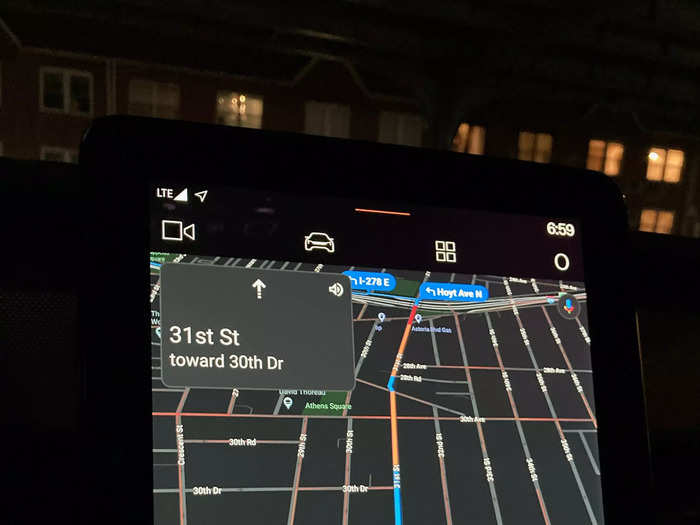 Polestar runs a Google Android operating system, so Google Maps is built in. And when you set a route, the car indicates how much range you