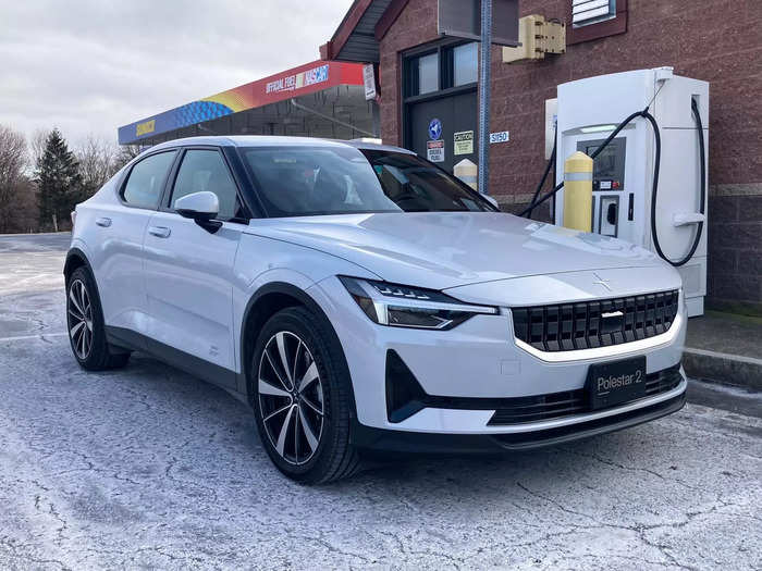 After a long drive, the Polestar 2 can replenish its battery level from 10% to 80% in 30 minutes using a 155-kilowatt fast-charger. Or it can do the same using a garage charger (Level 2) in around eight hours.
