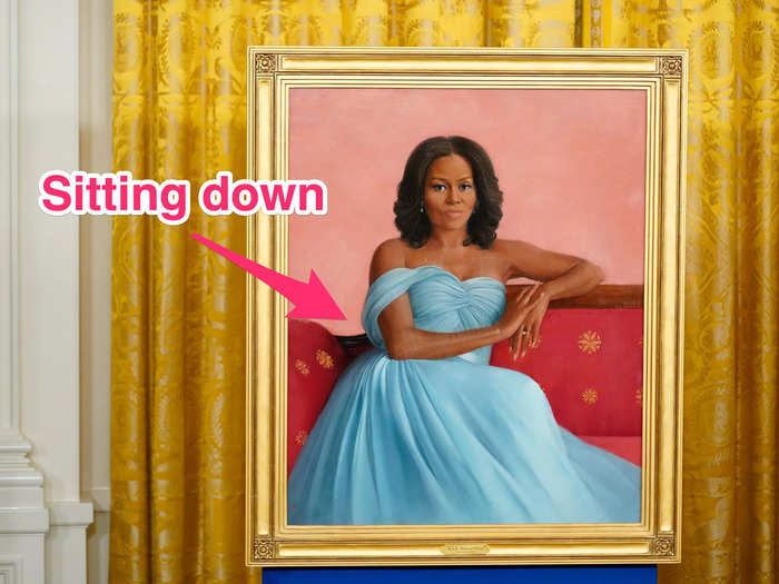 Sharon Sprung chose to paint Michelle Obama sitting down as opposed to standing up.