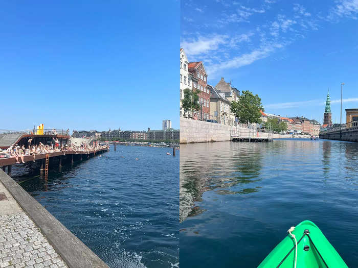We kept our eyes peeled for trash as we kayaked along the harbor and then a smaller, more manageable canal. Save the odd cup or cigarette, the water was pristine.
