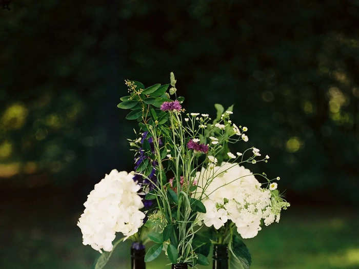 Jess collected wine bottles throughout her engagement to use as decor.