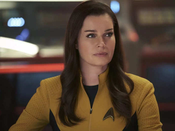 Rebecca Romijn now plays Number One in "Strange New Worlds." She also appeared in "Discovery" alongside Mount.