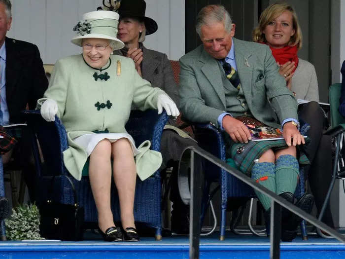 2010: The Queen and her son, Prince Charles, were pictured laughing at the Braemar Gathering in Scotland.