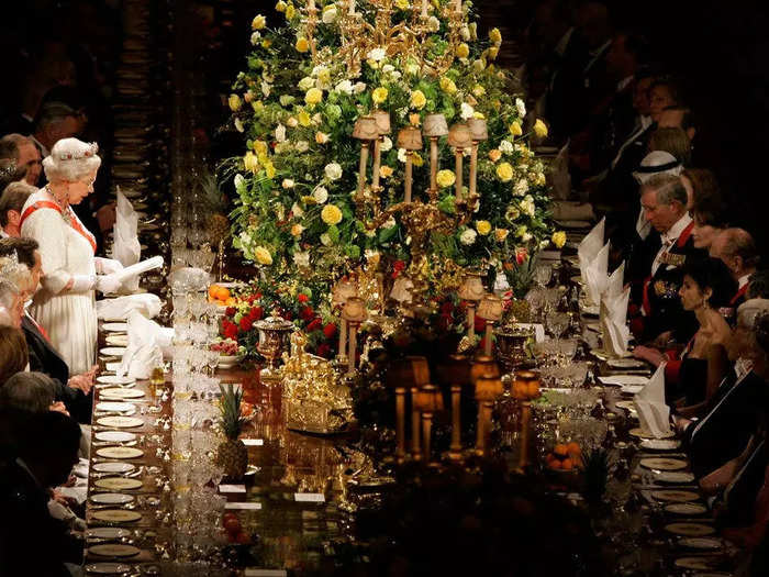 2008: The Queen attended a state banquet for French president Nicolas Sarkozy.