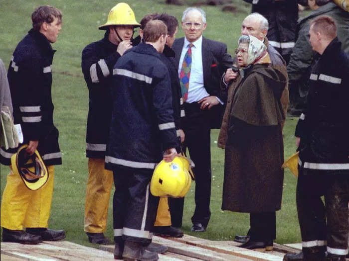 1992: Disaster struck when Windsor Castle caught fire and was heavily damaged.