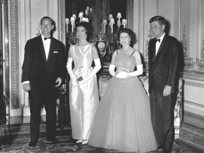 1961: The royals were joined by President John F. Kennedy and his wife, Jacqueline Kennedy, at Buckingham Palace.