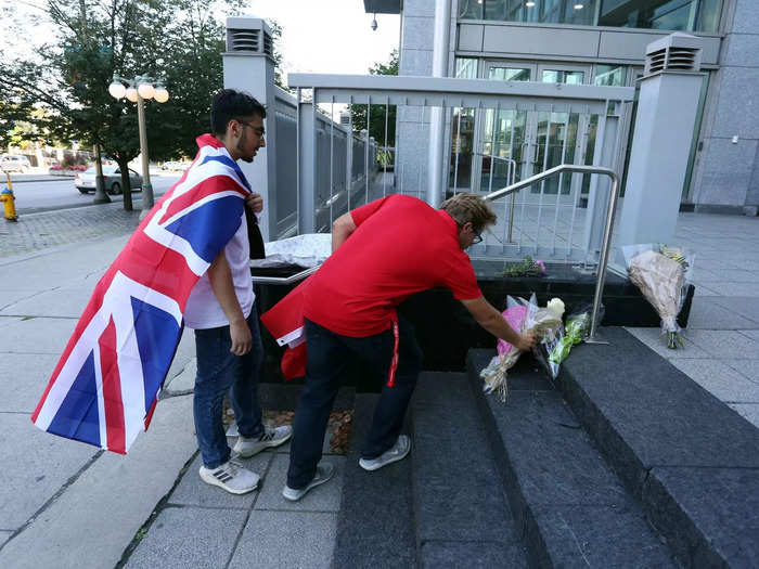 In Canada, people laid flowers at the British High Commission.