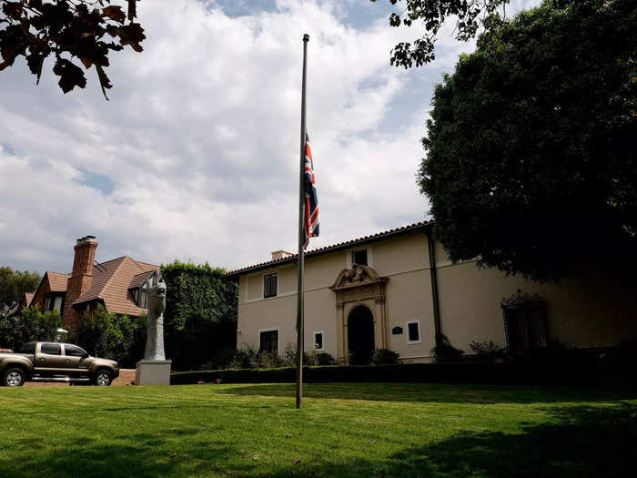 The Union Flag at the British Consulate in Los Angeles, California, was lowered.