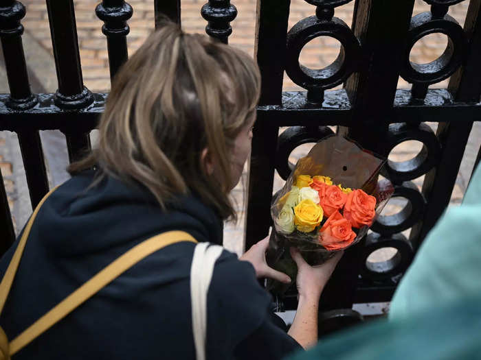 Well-wishers also left flowers at Buckingham Palace.