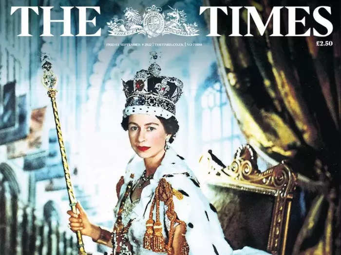 The Times of London chose a portrait of the Queen at her coronation in 1926.