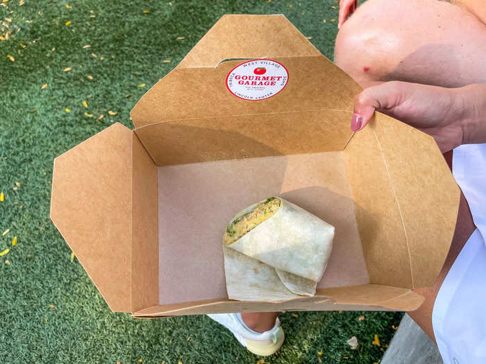 One couple I saw sitting on a grassy area showed me their $16 chickpea wrap from Gourmet Garage that they shared because they "needed sustenance" after standing in the sun all day.