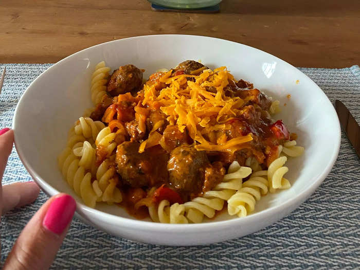 4. Meatballs with pasta and cheese