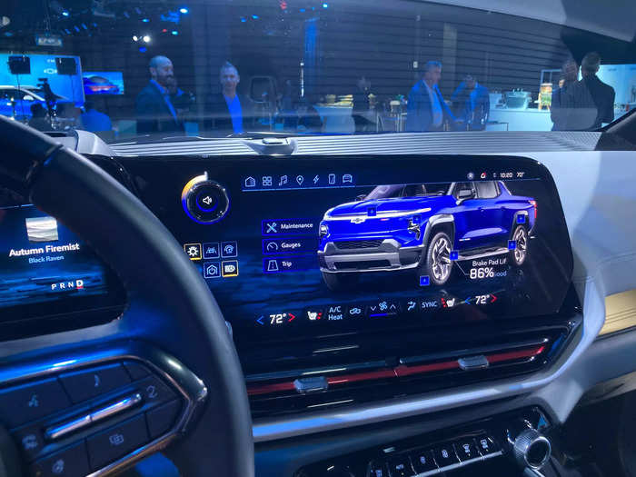 The Silverado EV RST has a big, bright 17-inch touchscreen …