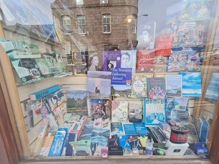 The local bookshop, A.B. Yule, had a Queen Elizabeth themed book display in the window.