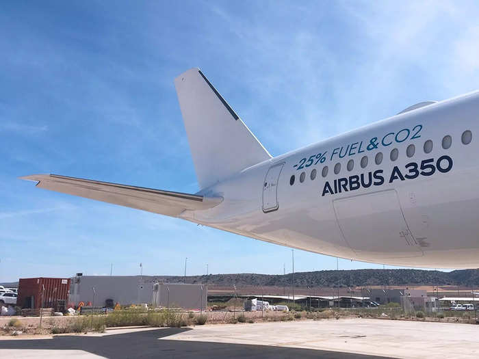 ...and "-25% Fuel & CO2" on the fuselage of its fourth A350.