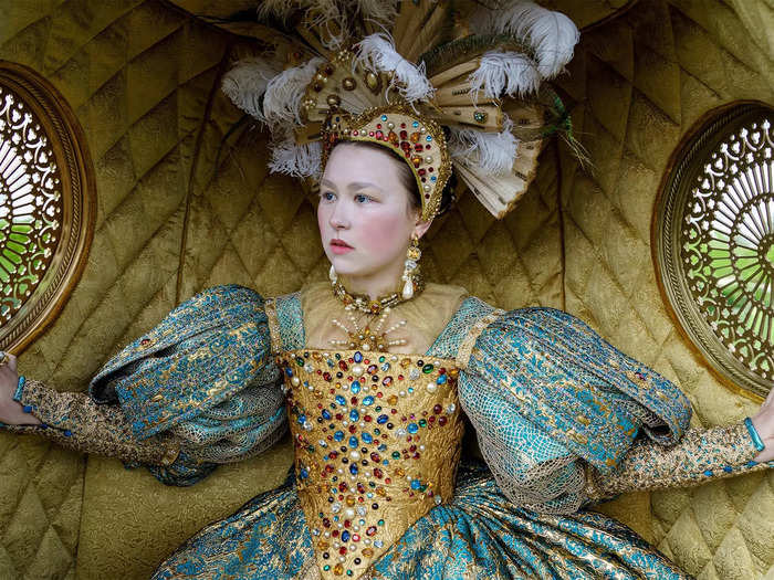 Liv Hill plays the younger version of Catherine de Medici as she arrives in France ready to make her mark on the country. She wears dramatic costumes and loud makeup that the French find "gaudy." Her approach is unsubtle, but it pulls the right kind of attention.