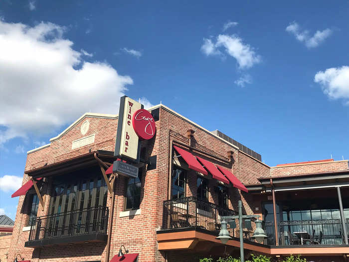 Wine Bar George is located in Disney Springs, which is a great spot to grab a meal.