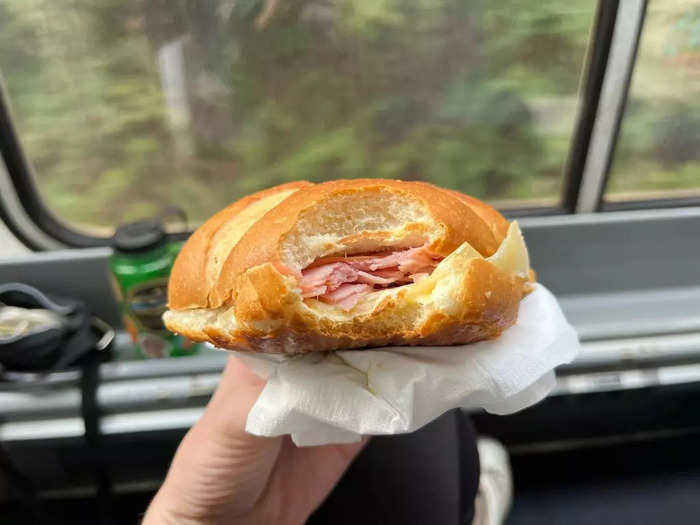 The next morning — day three on a train — I bought a ham-and-Swiss sandwich.