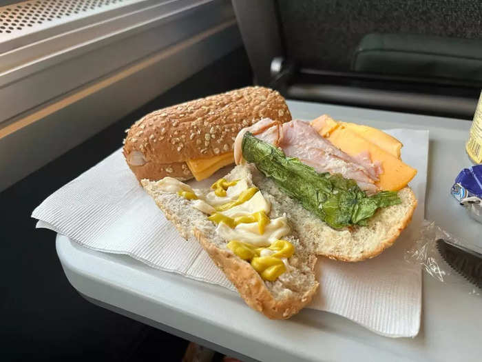 The first meal I bought on board was a turkey-and-cheese sandwich.